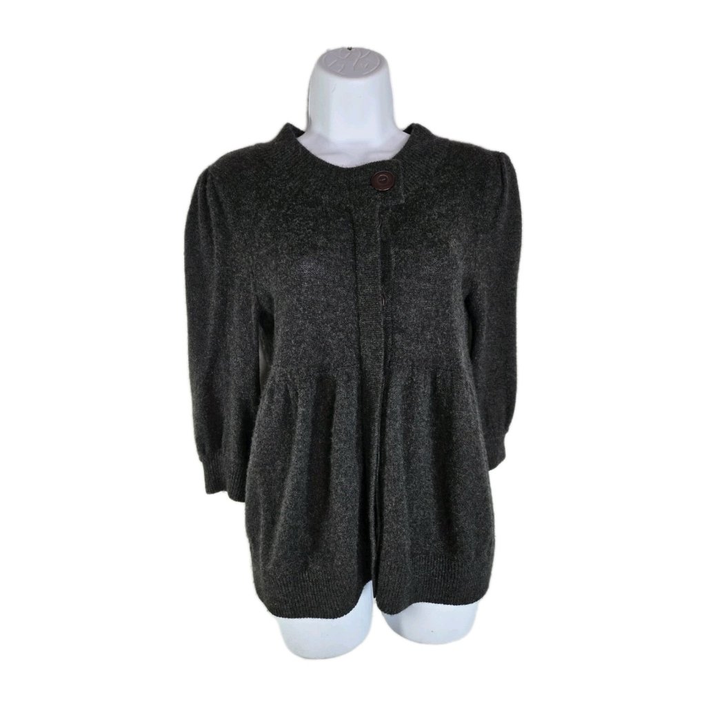 Aqua Cashmere Charcoal Gray Babydoll Womens Cardigan Sweater Small